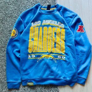 nfl team apparel LA Chargers Pullover Sweater Men’s Large Blue Mega Print